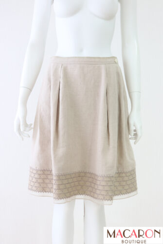コード刺繍リネンスカート　34454　